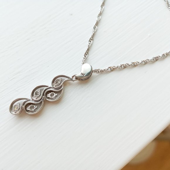 (SOLD) 14K White Gold Gemstone Pendant Necklace, 3.73g - Picture 5 of 11